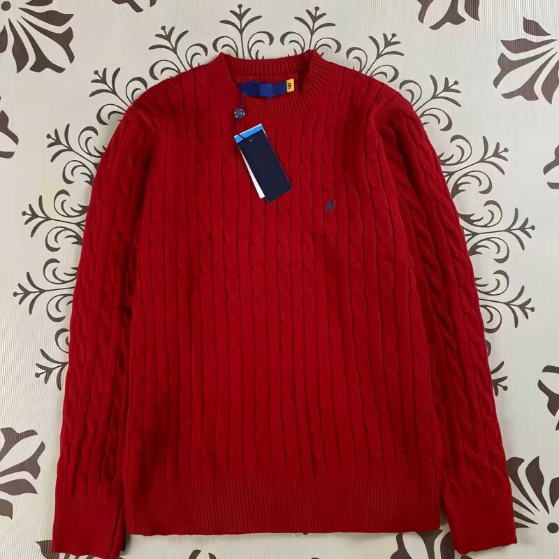 Cross-Border Rl Large Size Classic Embroidered Logo Crew Neck Men's Spring, Autumn, and Winter Fashion Warm Cable Knit Couple's Thick Wool Sweater Cross-Border Rl Large Size Classic Embroidered Logo Crew Neck Men's Spring, Autumn, and Winter Fashion Warm Cable Knit Couple's Thick Wool Sweater