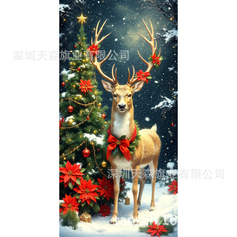 跨境新款热卖圣诞节门帘圣诞老人门盖节日装饰旗帜户外拍照背景布|undefined
