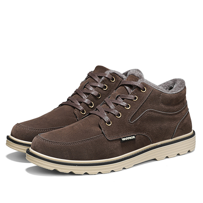 Zapatos de estilo simple de hombre de alto bajo color sólido calentamiento zapatos de algodón redondeados con correa de encaje universal zapatos de trabajo de viaje