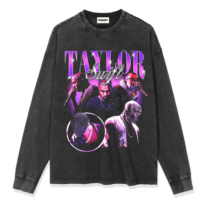 Retro KANYE WEST Spoof KANYE taylor Camiseta de manga corta suelta de algodón pesado