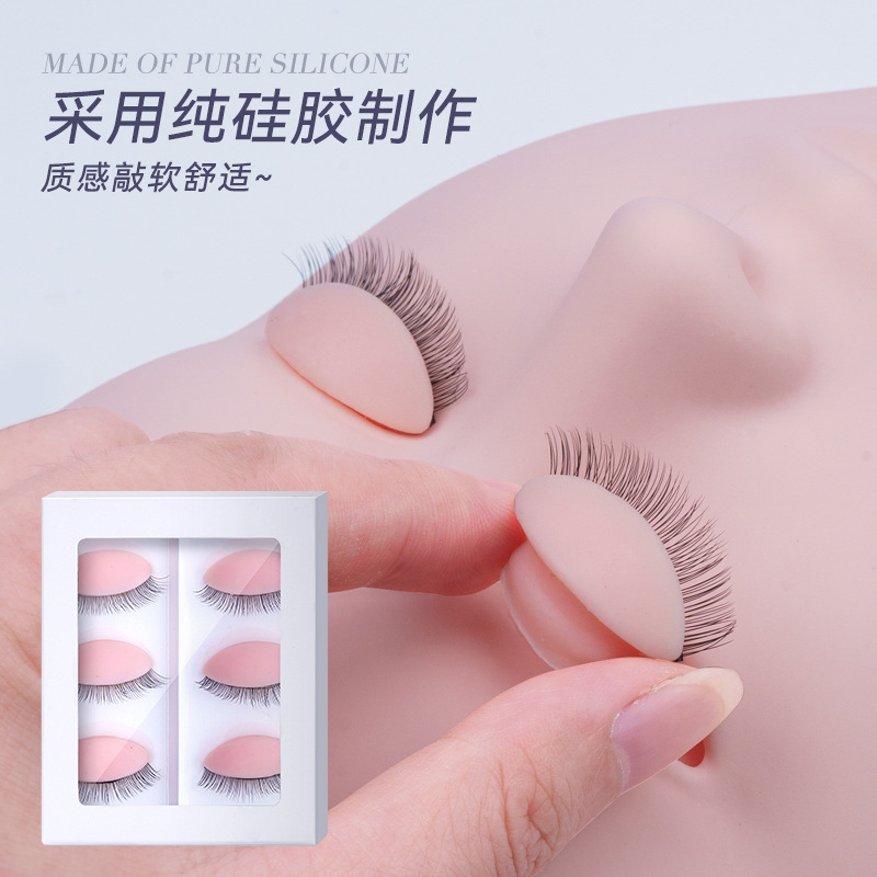 Doble capa de tres capas ojos de pestañas artificiales reemplazable párpado injerto modelo de pestañas cabeza de pantalla de pestañas modelo de cabeza