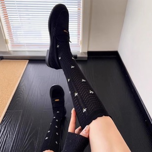 Spring and summer thin retro girl gray floral all-match lace hollow leg socks children pile stockings jk wind