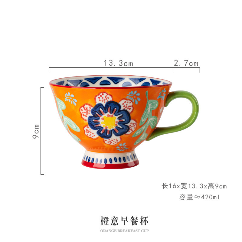一件代发繁花马克杯陶瓷大容量早餐牛奶水杯女家用北欧ins咖啡杯|undefined