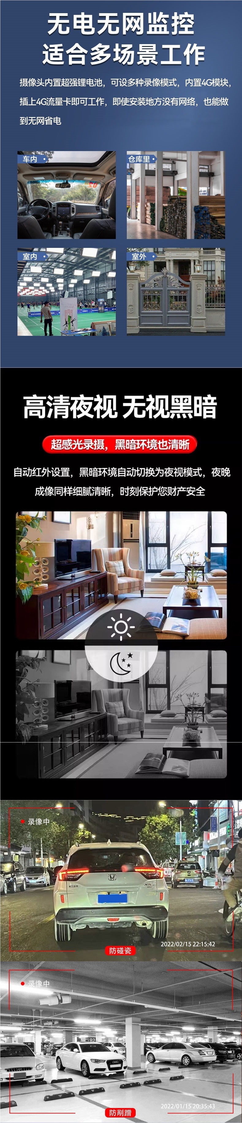 Wireless surveillance camera, home wifi, no need to plug in, can be connected to a mobile phone for remote 360-degree access without blind spots, indoor cat's eye Specification drawing