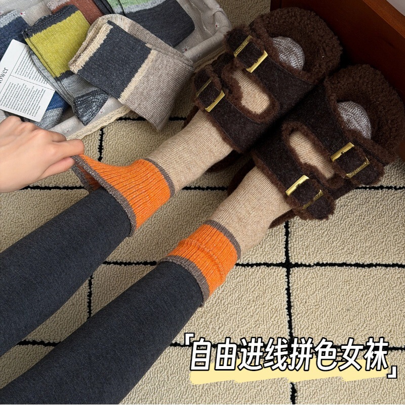 New Trendy Thickened Chunky Birkenstock Shoes for Women, Autumn and Winter New Style Slouch Socks, Warm Versatile Zhuji Socks Wholesale