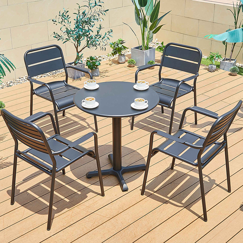 Mesas y sillas para exteriores, combinación de mesa de centro sencilla para ocio al aire libre, mesas y sillas de aleación de aluminio impermeables y resistentes al sol para jardín y patio al aire libre image 10