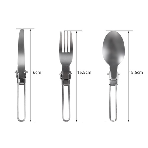 Outdoor Portable Folding Spoon Stainless Steel Foldable Knife, Fork, Spoon Picnic Three Piece Cutlery Set Wholesale Black