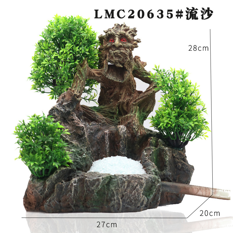 Original gran tanque de peces paisaje arenas movedizas cascada piedra rocalla árbol creativo demonio escondite agujero que fluye adornos agua