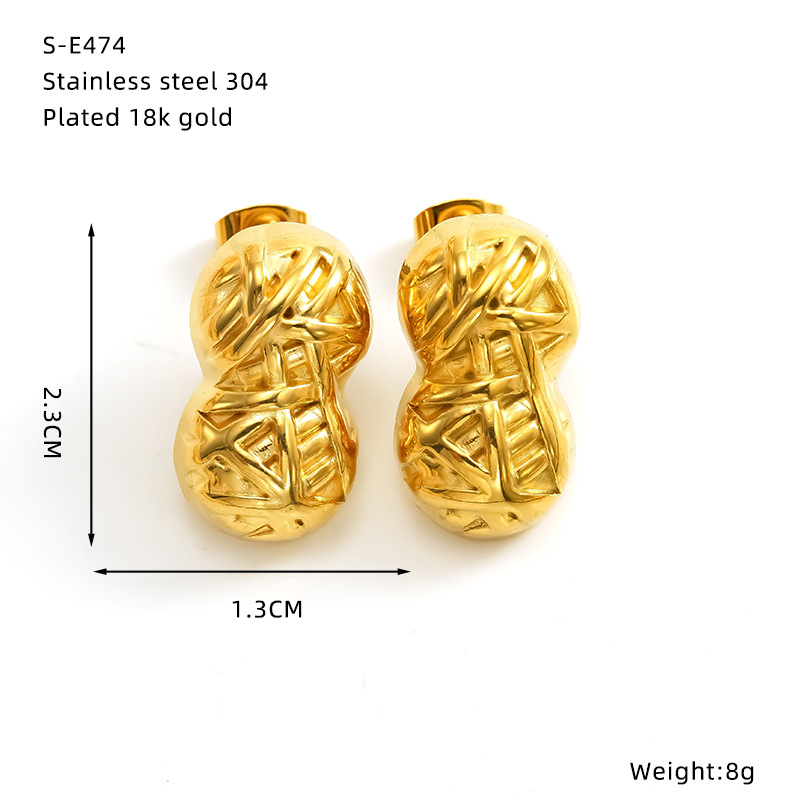 Boucles d oreilles clous marteau en acier inoxydable doré chic_voghion.com