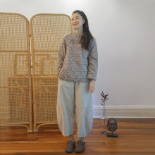 原创中式国风磨毛碎花温暖加厚棉衣 复古茶服禅意显瘦棉服M21326