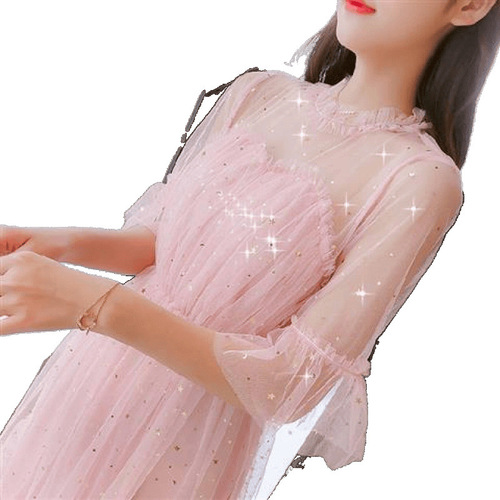 Summer petite sparkling dress—fairy-like, ultra-fairy-like, forest-style women's wear—new summer collection, elegant and slimming.