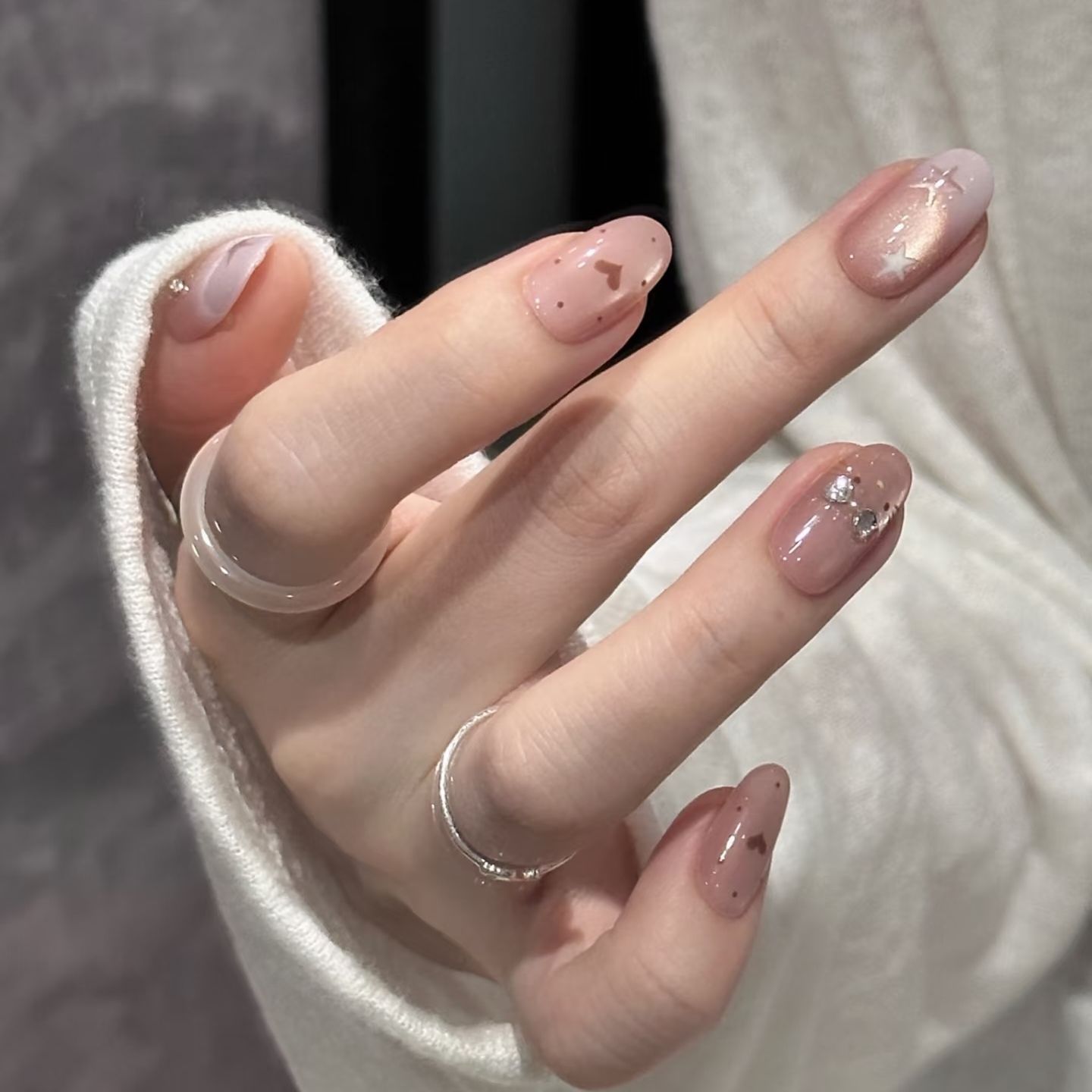 Ambiente dulce, polvo helado, uñas de ojo de gato, nuevas pegatinas de uñas de alta calidad, uñas postizas, uñas de uñas hechas a mano, uñas