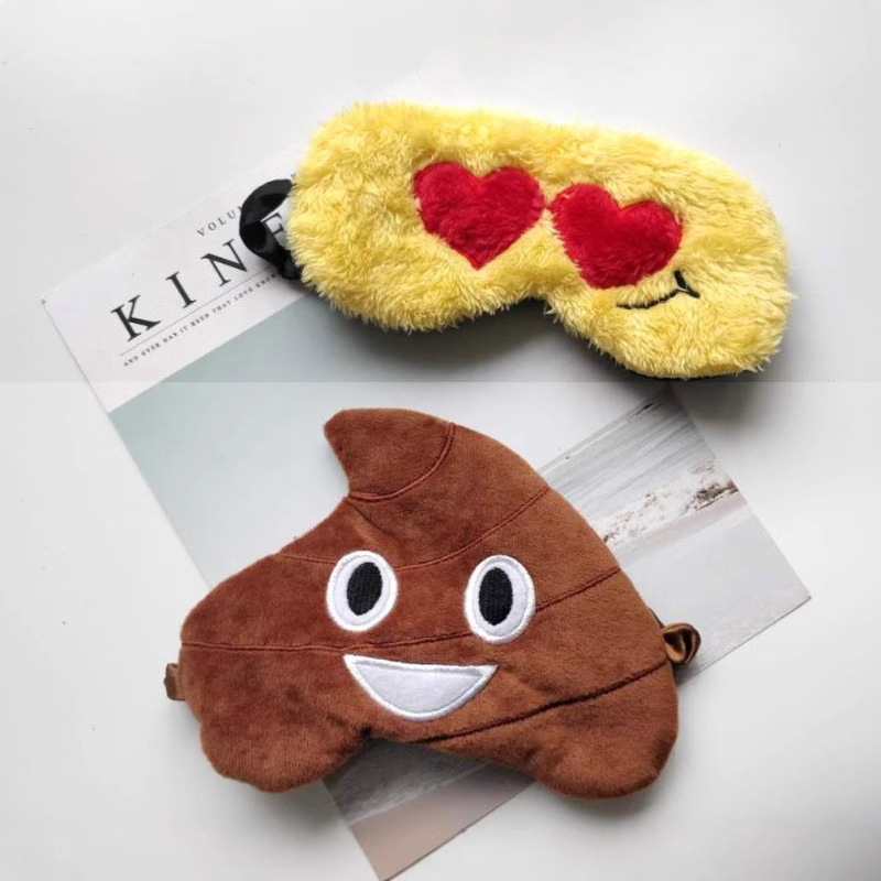 可爱眼罩黄色红心毛绒眼罩大便表情创意卖萌游戏眼罩卡通搞怪眼罩
