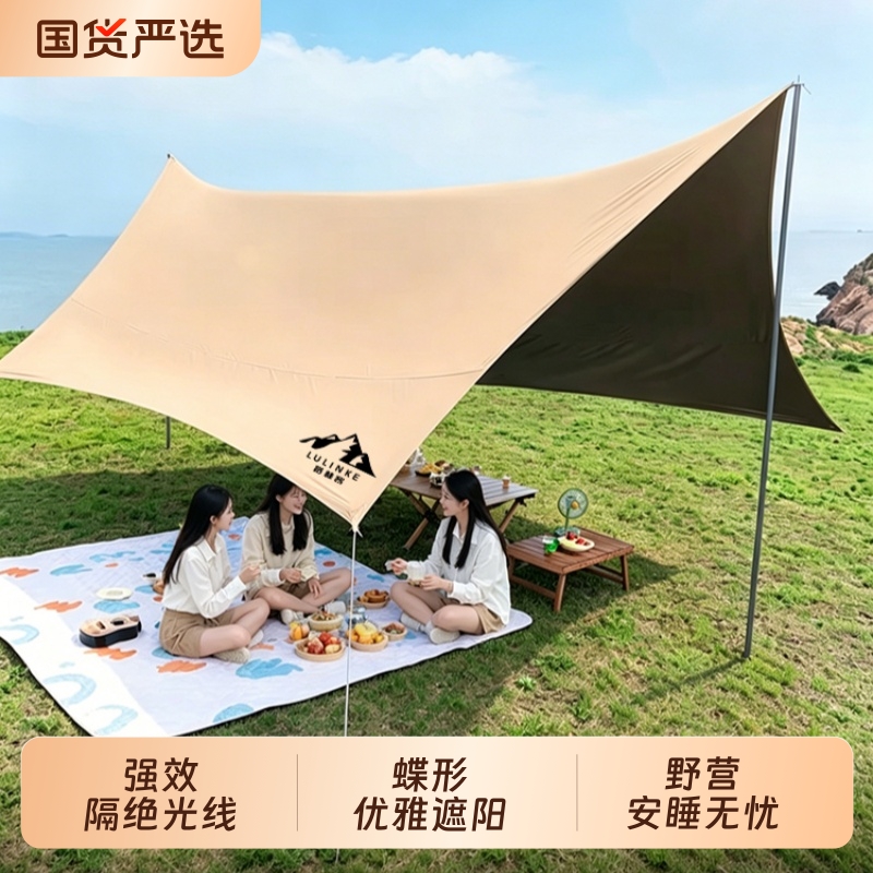 Explorer Outdoor Camping Sunshade Canopy, Black Coated Canopy with Sun Protection, Outdoor Rainproof Large Canopy for Camping