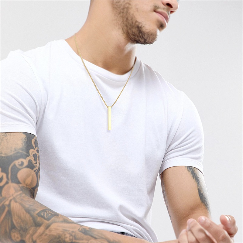 Retro Square Solid Color Titanium Steel Polishing Pendant Necklace 1 Piece