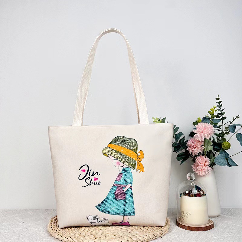 밀짚모자 소녀 큰 가방