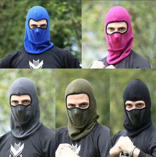Winter outdoor cycling warm mask earmuffs leather mouth thickened fleece hat scarf face protection windproof hat wholesale