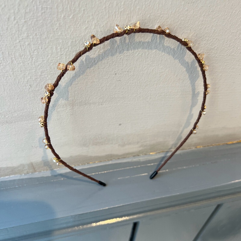 Korean Japanese-Style Black Coffee-Colored Rhinestone Hairband for Women, Thin and Stylish, Makes the Face Look Smaller Korean Japanese-Style Black Coffee-Colored Rhinestone Hairband for Women, Thin and Stylish, Makes the Face Look Smaller