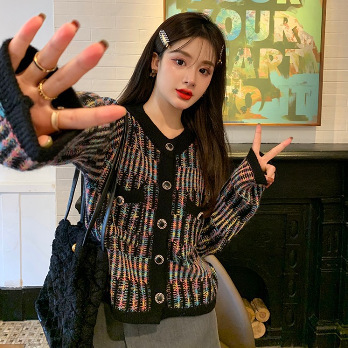 2023 Autunno Nuovo Moda Eleganza Cappotto Donna Stile Lazy Piccolo Girocollo Maglia Top_voghion.com