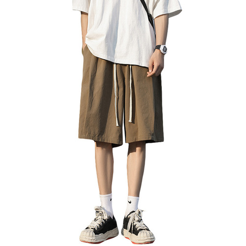 Japanese Retro Work Shorts for Men - Summer Ins Trend Brand, Versatile Loose Straight Leg Sports Casual Five-Eighth Inseam Pants