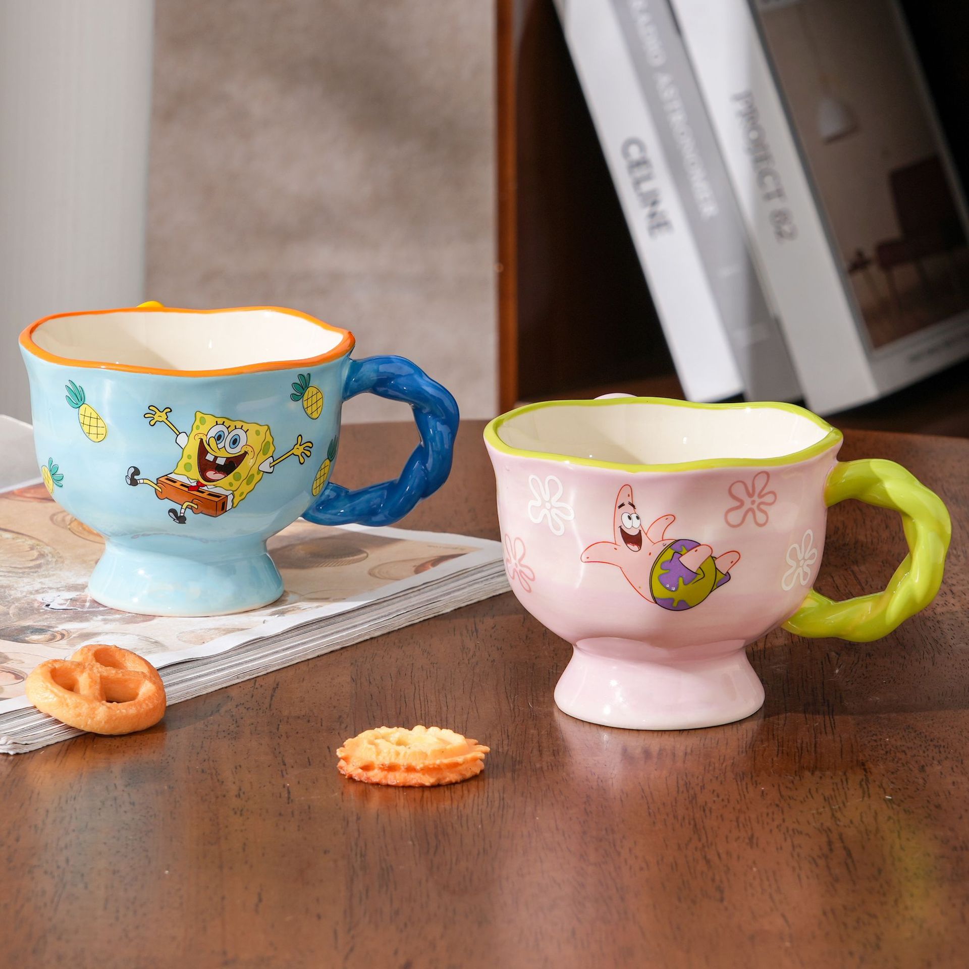 Bob Esponja nueva taza de cerámica taza de cerámica casera taza de desayuno taza de agua taza de café regalo de aniversario