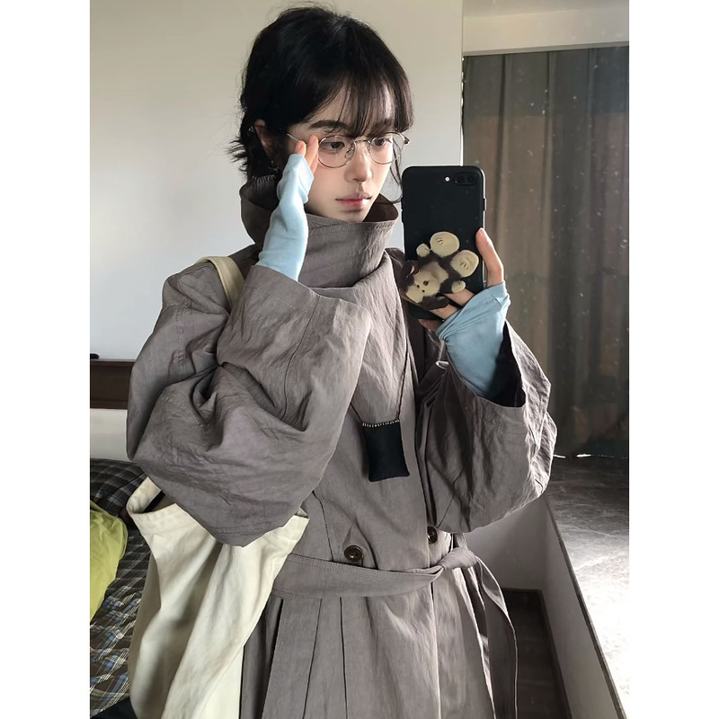 Sherlock's Genius Girlfriend: High-Intelligence Retro Stand-Collar Trench Coat, Simple Unisex Commuter Style, Niche Winter Coat