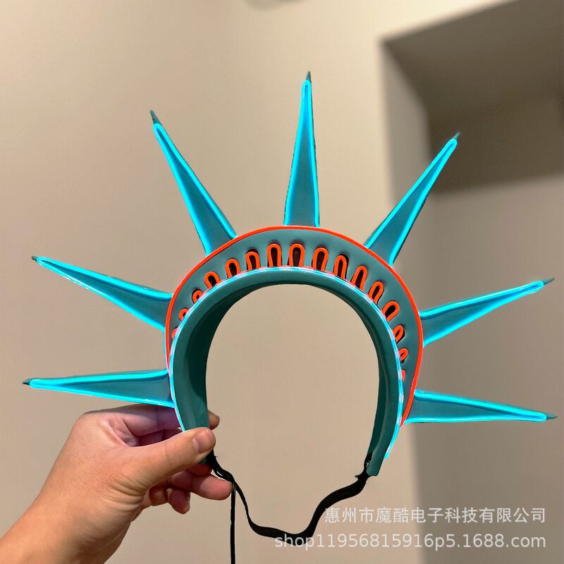[Luminous] Statue of Liberty Headband Headband Holiday Party Masquerade Headdress Torch Photo Dress up