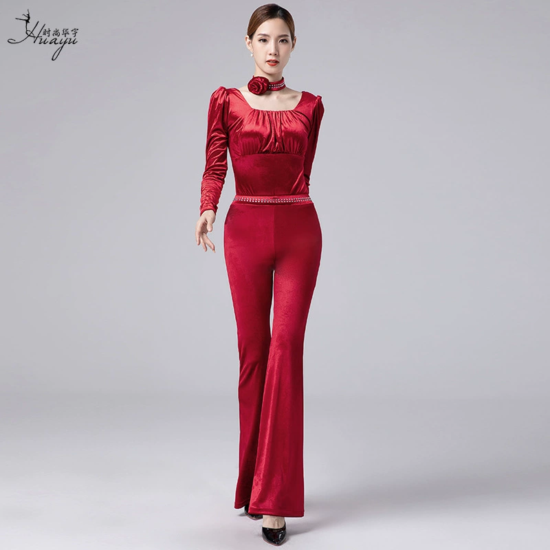 时尚华宇 Новый тренировочный костюм для инструктора Fangling Velvet Etiquette Training Show Temptation Dance Set