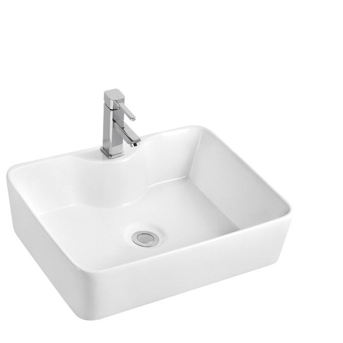 Fábrica directa ingeniería especial baños cuadrados lavabo de cerámica blanca mesa lavabo de un solo agujero lavabo