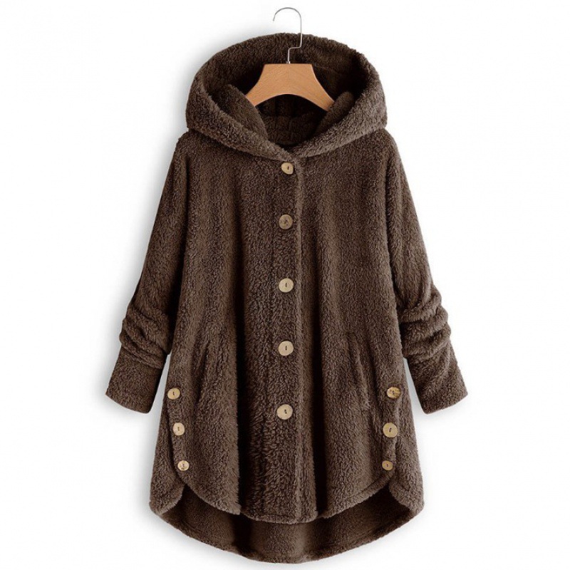 9804 Amazon eBay Moda Primavera 2020 Ropa de Mujer Estilo Europeo y Americano Chaqueta de Felpa con Botones Color Sólido Irregular image 12