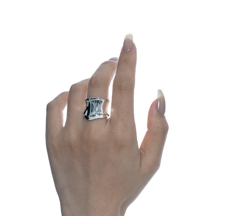 Simple Style Geometric Sterling Silver Polishing Open Ring 1 Piece