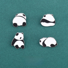 可愛熊貓胸針 卡通簡約日系金屬徽章男女學生包包衣服配飾掛件