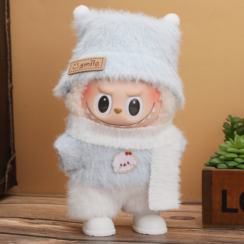 卸売り17センチの布の子供服labubu一二代はパーティーのセットに座って服を着替えます。|undefined
