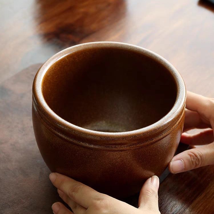 陶瓷茶洗聚财缸建水窑变复古杯洗桌面垃圾禅意水盂家用茶渣桶茶道