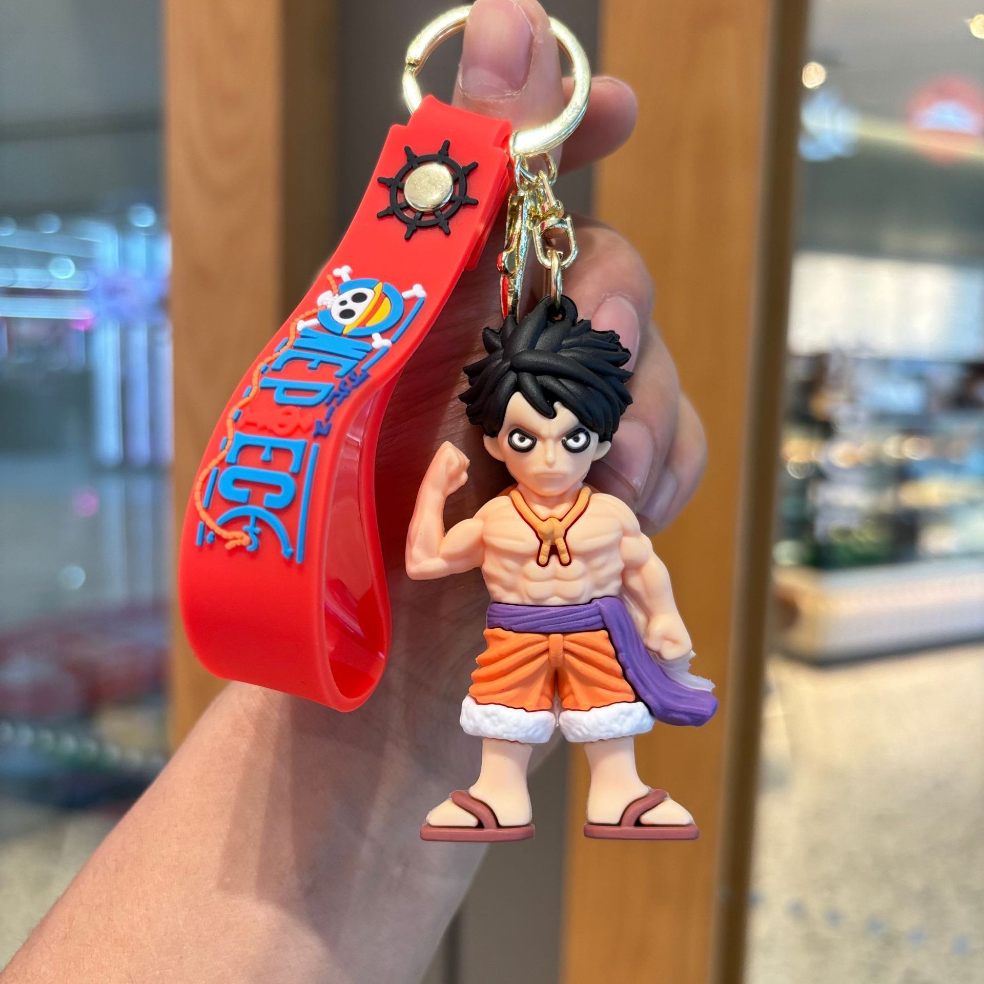 Crossing One Piece Keychain tarjeta Luffy muñeca tridimensional bolsas de coches colgantes de llaves pequeños regalos al por mayor