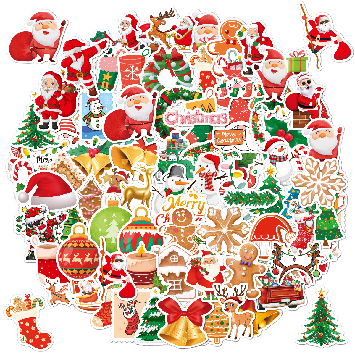 Cute Cartoon Christmas Stickers 50 Pieces Holiday Decoration Sticker Wholesale display picture 1