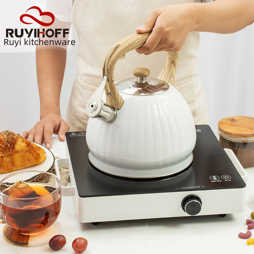 Truffle White Pumpkin Shaped Whistling Water Kettle 3.5L Amazon New Whistling Water Kettle Wholesale Cross-border Kitchen Gadgets
