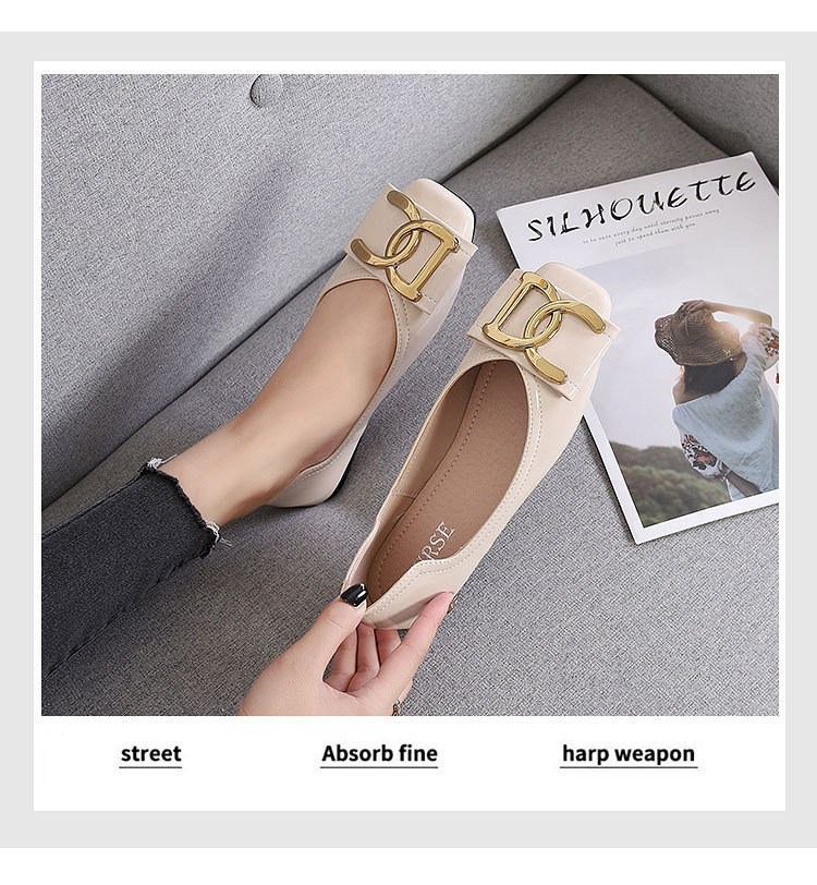 Women's Flat Shoes For Women Square Toe Low Heel Casual Work Shoes_voghion.com