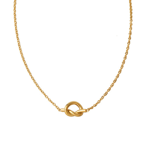 A heart-knot necklace for women's titanium steel colorless collarbone chain short love simple light luxury necklace personality temperament