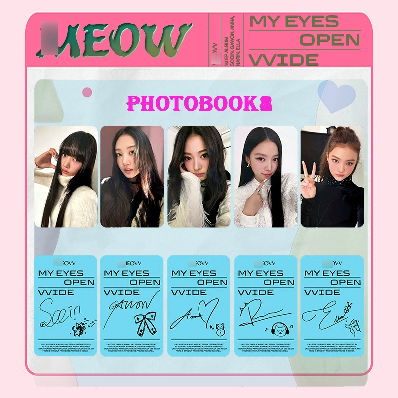 Набор фотокарточек MEOVV MY EYES OPEN VVIDE, 54×85 мм, двусторонние, 5 шт.