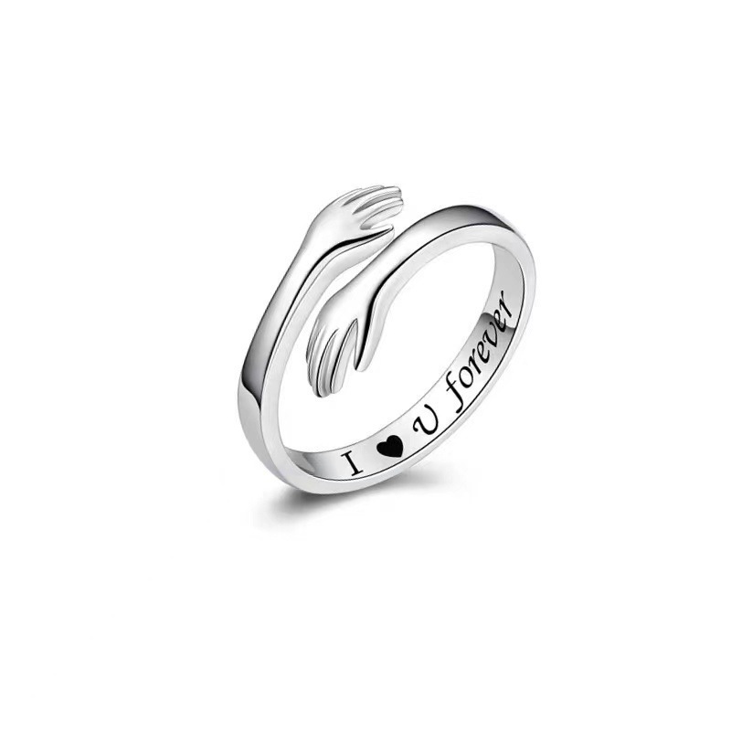Damen Ring Mit Umarmenden Händen Und Herz-design Verstellbar_voghion.com