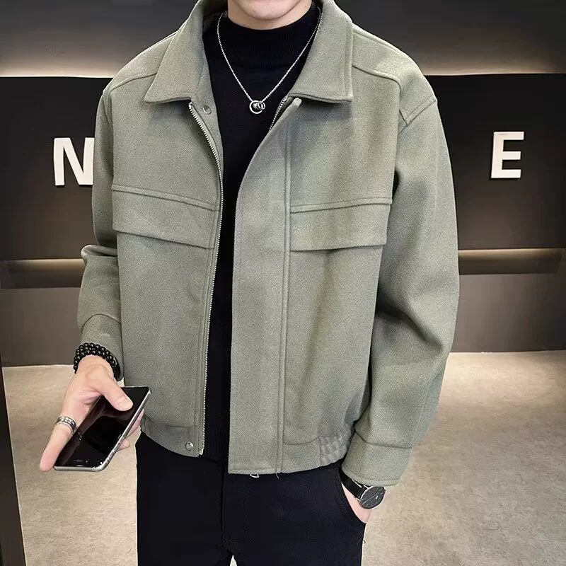 Demi-season short woolen jacket for leisure, 2023 collection, high-end