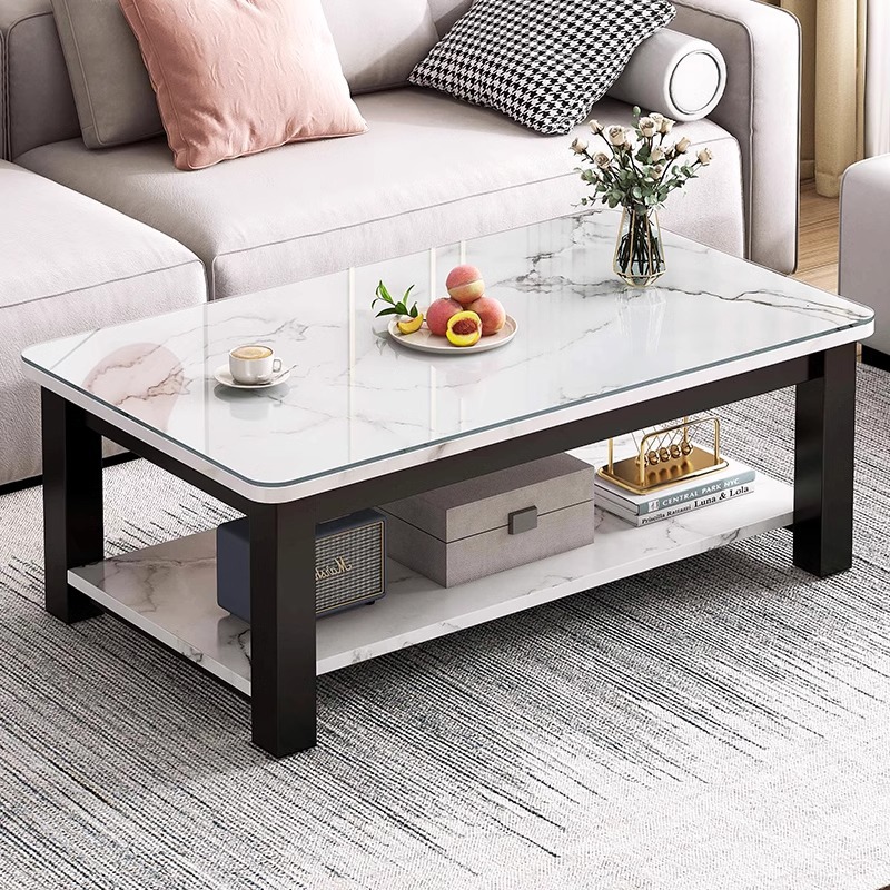 Fei Tan al por mayor mesa pequeña sala de estar 2024 nuevo tipo de pequeña casa de lujo ligero de alta sensación de mesa de té de vidrio de oficina creativa