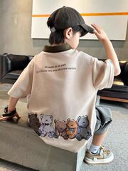 男の子の夏服のストライプpoloシャツの青少年の体のシャツの中で大きい子供のファッションの子供服は代行します。