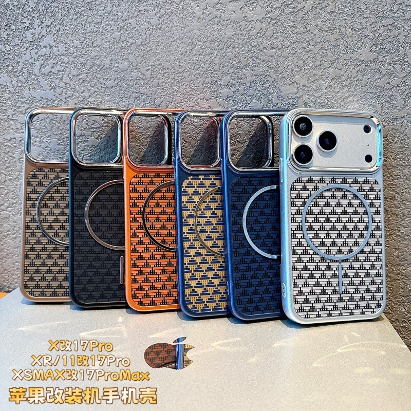 Suitable for iPhone Modified Devices: XS Modified to 17Pro Magnetic Triangle Pattern Ag Two-In-One Xr Modified to 17Pro Phone Case Suitable for iPhone Modified Devices: XS Modified to 17Pro Magnetic Triangle Pattern Ag Two-In-One Xr Modified to 17Pro Phone Case
