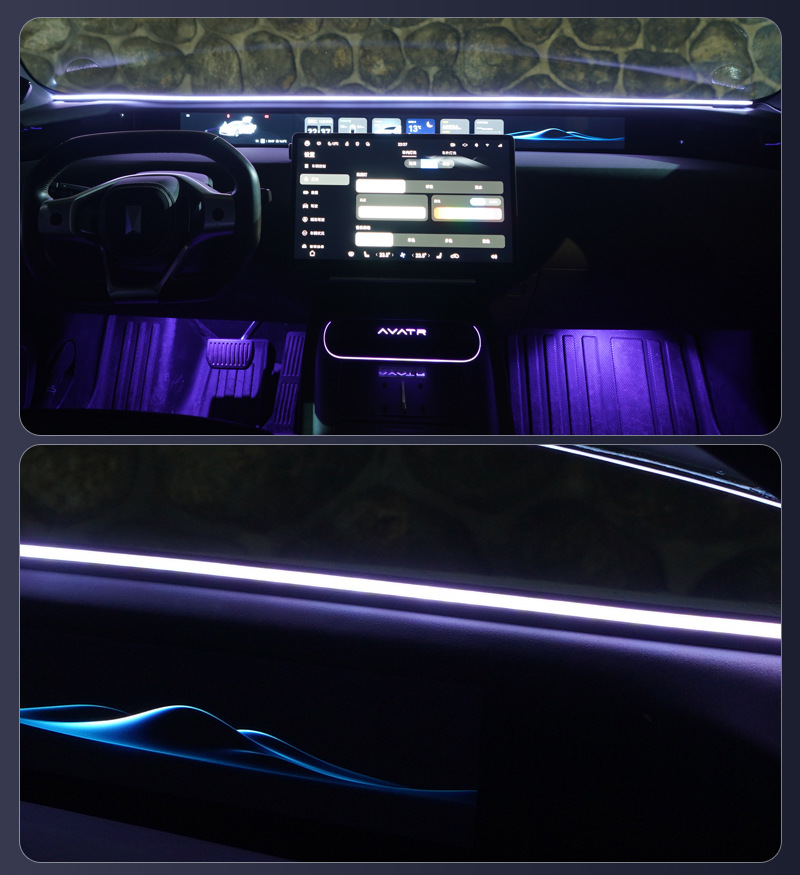 Car Interior Led Ambient Light with USB Connection, Flow Light Effect, No Wiring Needed