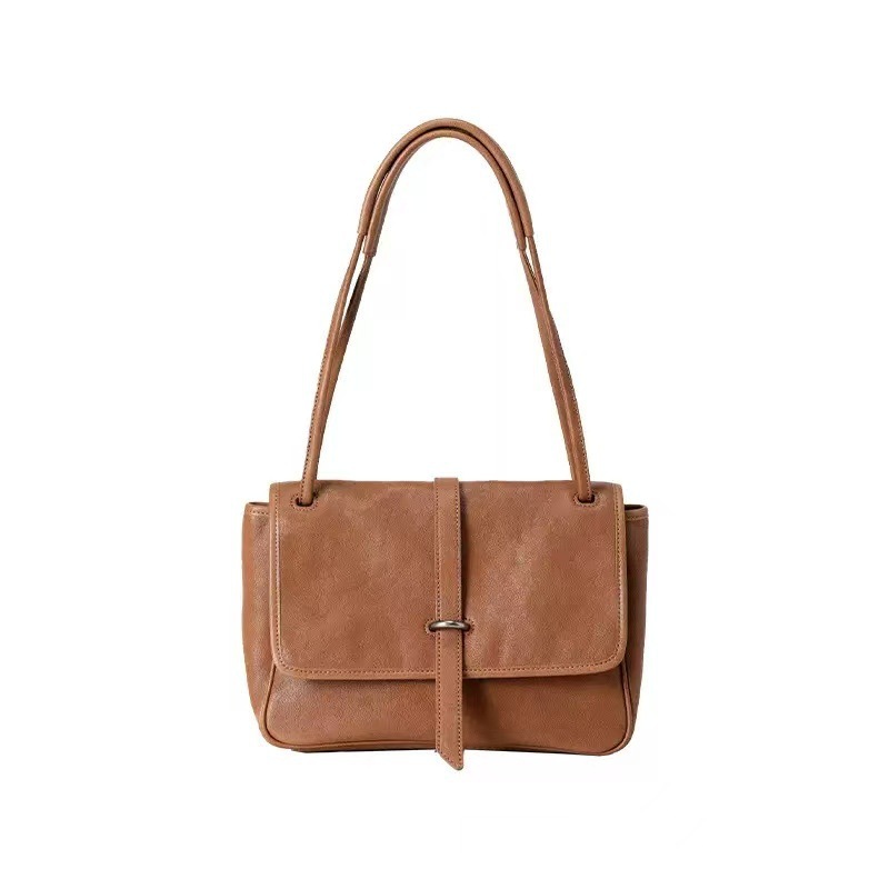 Vegetable-Tanned Cowhide 001 Messenger Bag Retro Crossbody Tote Simple Commuter Large Capacity Women's Shoulder Bag - Thumbnail 6