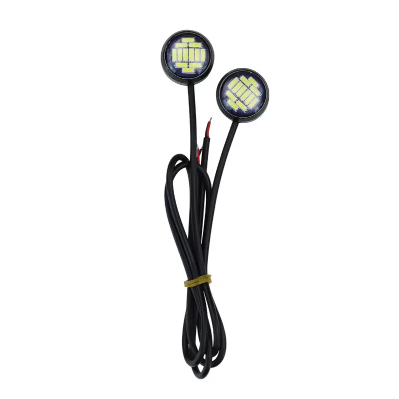 跨境货源汽车LED摩托车鹰眼灯免打孔胶日行灯牌照灯12灯改装刹车