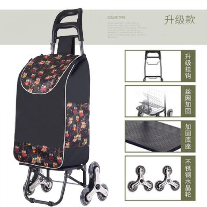 Carrito de compras de verduras, carro de escaleras doméstico, carro de mano, carro de compras plegable portátil, carro de tracción ligero de mercancías