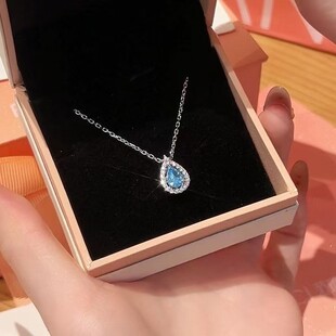 Necklace, chain for key bag  drop-shaped, small design pendant for friend, silver 925 sample, light luxury style, gift for girl 2
